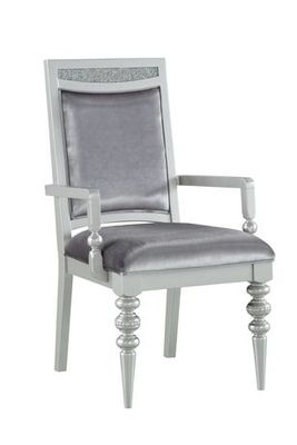 Acme Furniture Acme Maverick Arm Chair (Set-2) In Fabric & Platinum Fabric & Platinum
