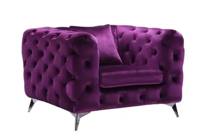 Acme Furniture Acme Atronia Chair In Purple Fabric Purple Fabric