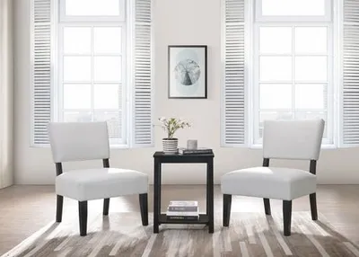 Acme Furniture Acme Genesis Ii 3Pc Pack Chair & Table In Cloud Gray Linen & Black Cloud Gray Linen & Black