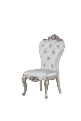 Acme Furniture Acme Gorsedd Side Chair (Set-2) In Cream Fabric & Antique White Cream Fabric & Antique White