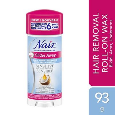Nair Glides Away Sensitive Formula Hair Remover For Bikini, Arms & Underarms With 100% Natural Coconut Oil Plus Vitamin