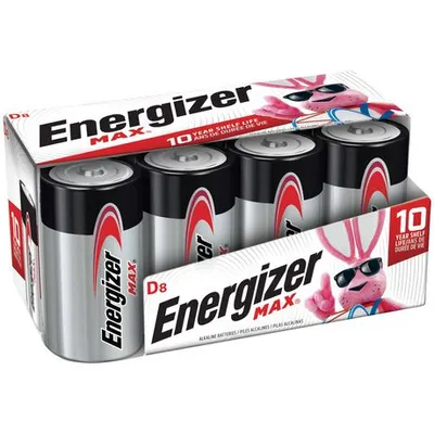 Energizer Max Alkaline D Batteries, 8 Pack Black