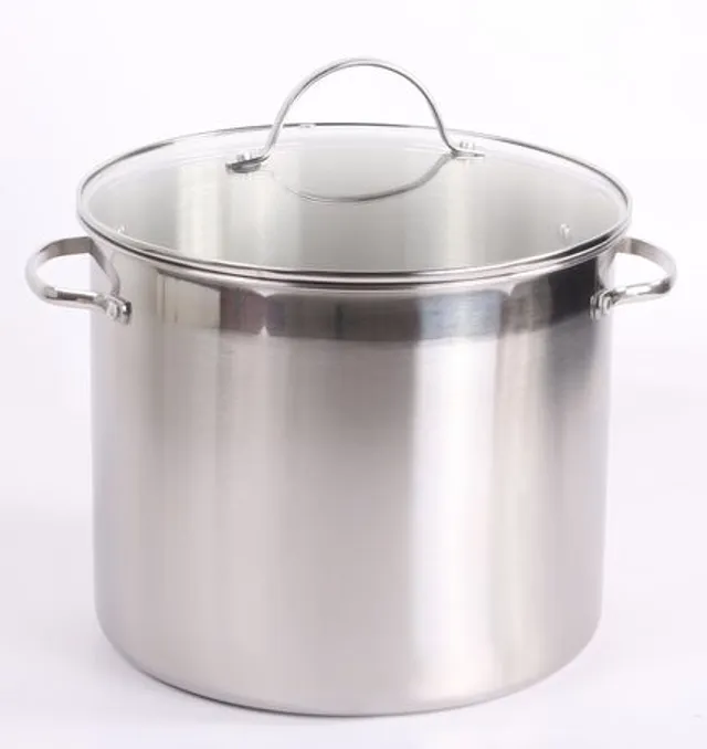 Mainstays Stainless Steel Stock Pot with Metal Lid - 12-Qt Capacity.~