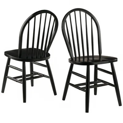 Winsome Windsor Chairs, 2-Pc, Rta, Black Black