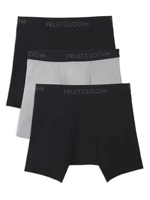 Fruit Of The Loom Men's Breathable Boxer Brief, 3-Pack Asst L