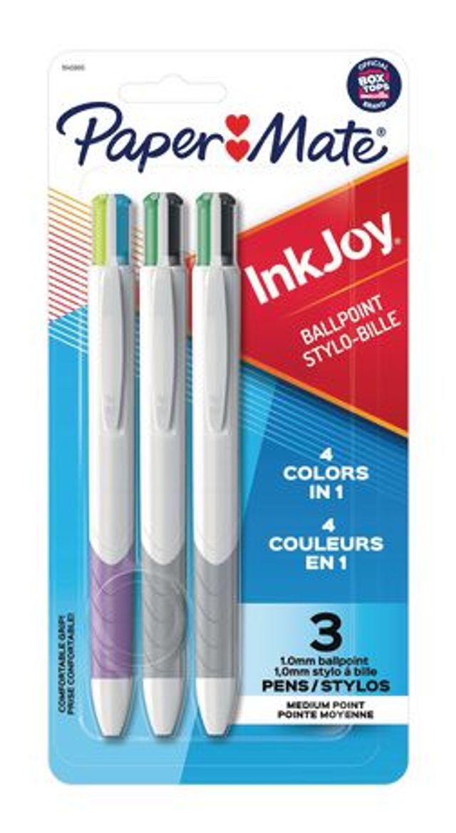 Lot de 10 Stylos bille rétractable pointe moyenne Paper Mate InkJoy