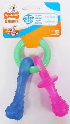 Nylabone Puppy Chew Teething Pacifier Pink & Blue