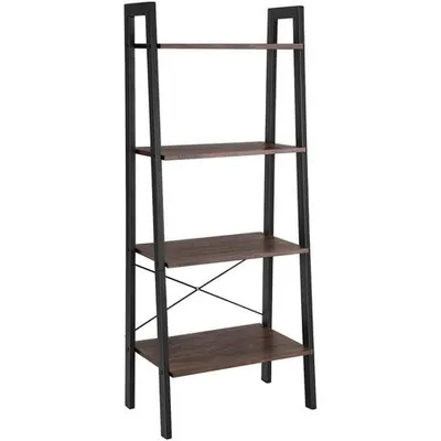 Vasagle 4-Tier Industrial Style Ladder Shelf In Dark Brown Brown Standard