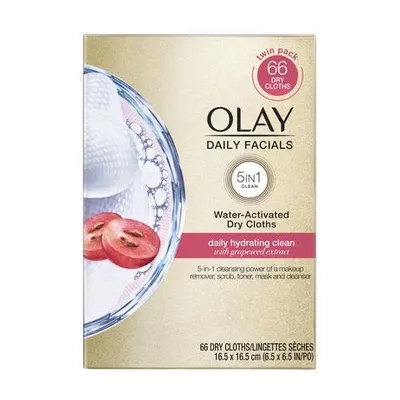 Olay Daily Facial Hydrating Cleansing Cloths W/ Grapeseed Extract, Makeup Remover