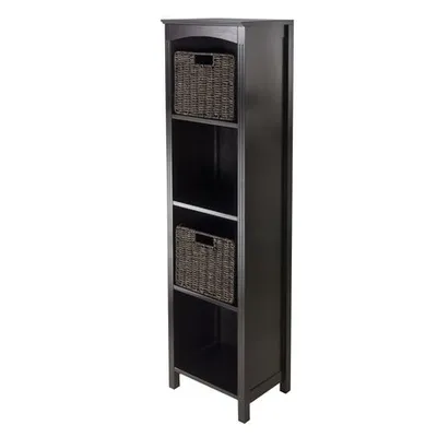 Winsome 3Pc Storage 5-Tier Shelf With 2 Small Baskets, Item 92381 Espresso