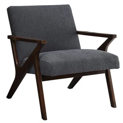 Worldwide Homefurnishings Inc Mid-Century Fabric & Solid Wood Accent Chair In Grey Grey