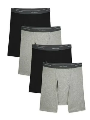 Fruit Of The Loom Men S Coolzone Fly Black And Gray Boxer Briefs, 4 Pack Black And Gray L
