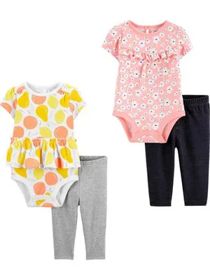 Child Of Mine By Carter's Child Of Mine Made By Carter's Infant Girls' Body Suit Pant Set- Lemons Pink 24 Months