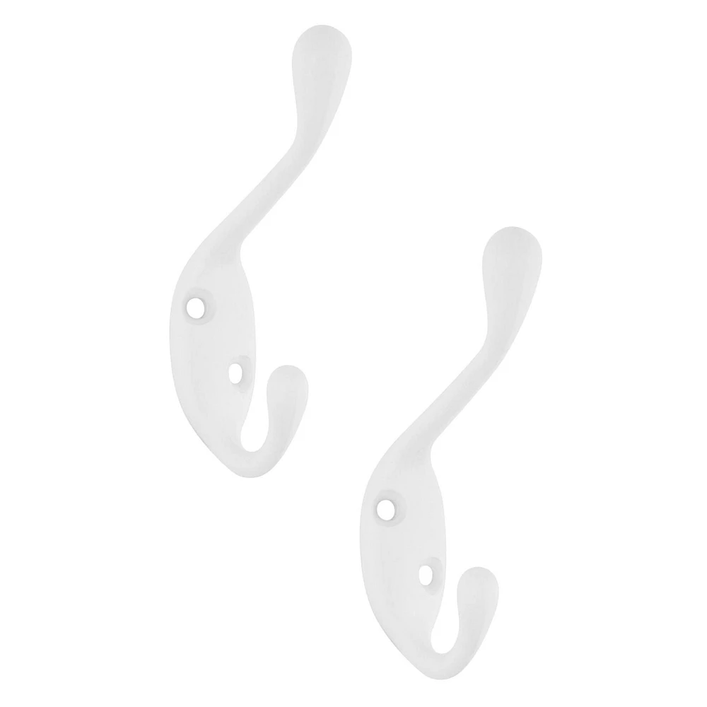 Era Double Paquet de 2 Crochet Blanc 3.25 x 0.75 x 2.25 po.