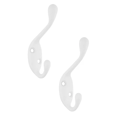 Era Double Paquet de 2 Crochet Blanc 3.25 x 0.75 x 2.25 po.
