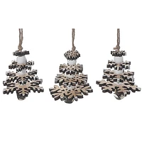 Ornement Flocon De Neige En Bois - Lot De 12