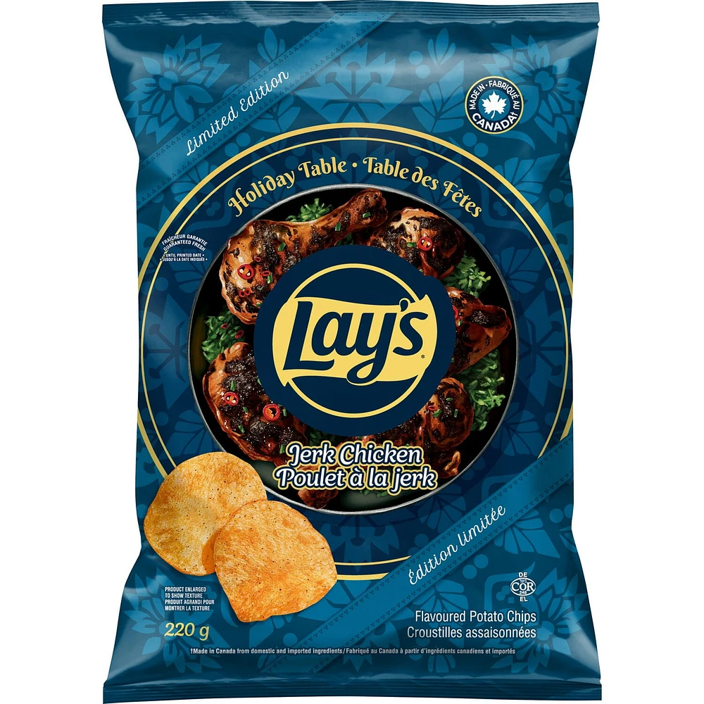 Lay’s croustilles assaisonnées Poulet à la jerk. 220 g.
