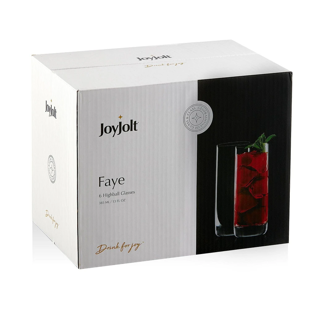 Verres Highball en Cristal Faye - 13 oz - Ensemble de 6