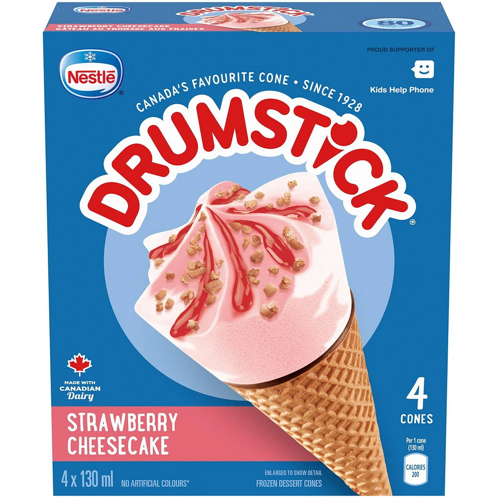 NESTLÉ® DRUMSTICK® Strawberry Cheesecake Cones 4 x 130 ml, 4 x 130 ML