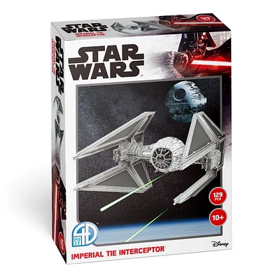 4D Build, Star Wars Imperial TIE Interceptor, Maquette 3D en papier, 129 pièces, pour adolescents et adultes, à partir de 10 ans