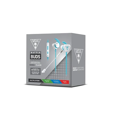 Turtle Beach® Battle Buds™ In-Ear Gaming Headset White/Teal - Mobile, Nintendo Switch™ Xbox Series X, Xbox Series S, Xbox One | PS5™, PS4™, & PS4™ Pro | PC2 & Mac®, Universal