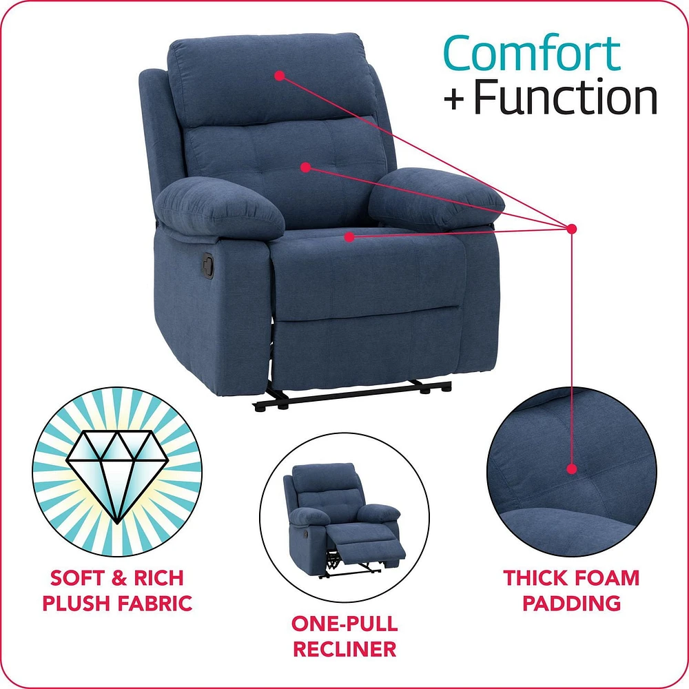 CorLiving Oren Manual Soft High Quality Fabric Recliner