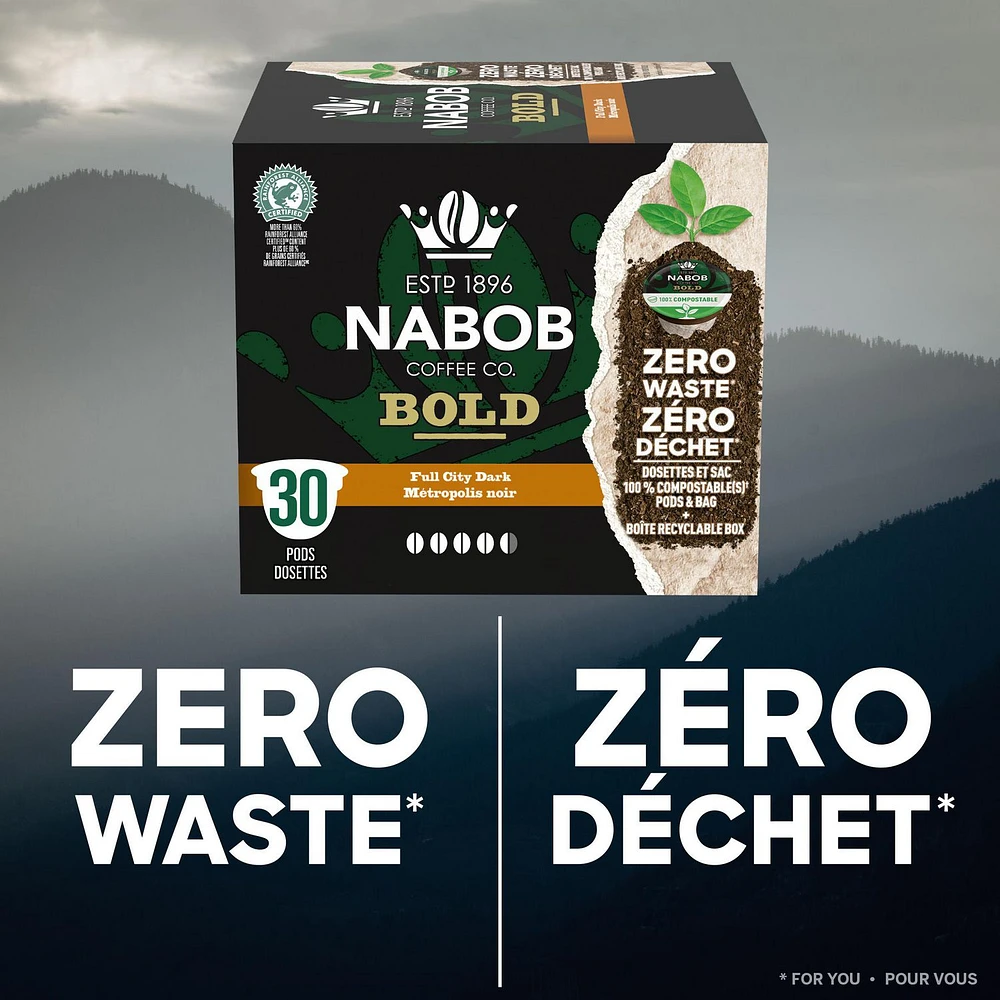 Nabob Full City Dark Coffee 100% Compostable Pods, 292g, 30 Pods