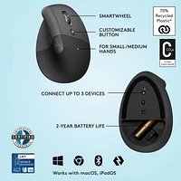 Logitech Lift Vertical Ergonomic Mouse  - Graphite