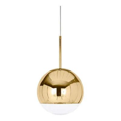 Light Pendant Sphere 16" in Gold Glass Novelty Postmodern 1 Light Gold Ceiling Hang Lamp