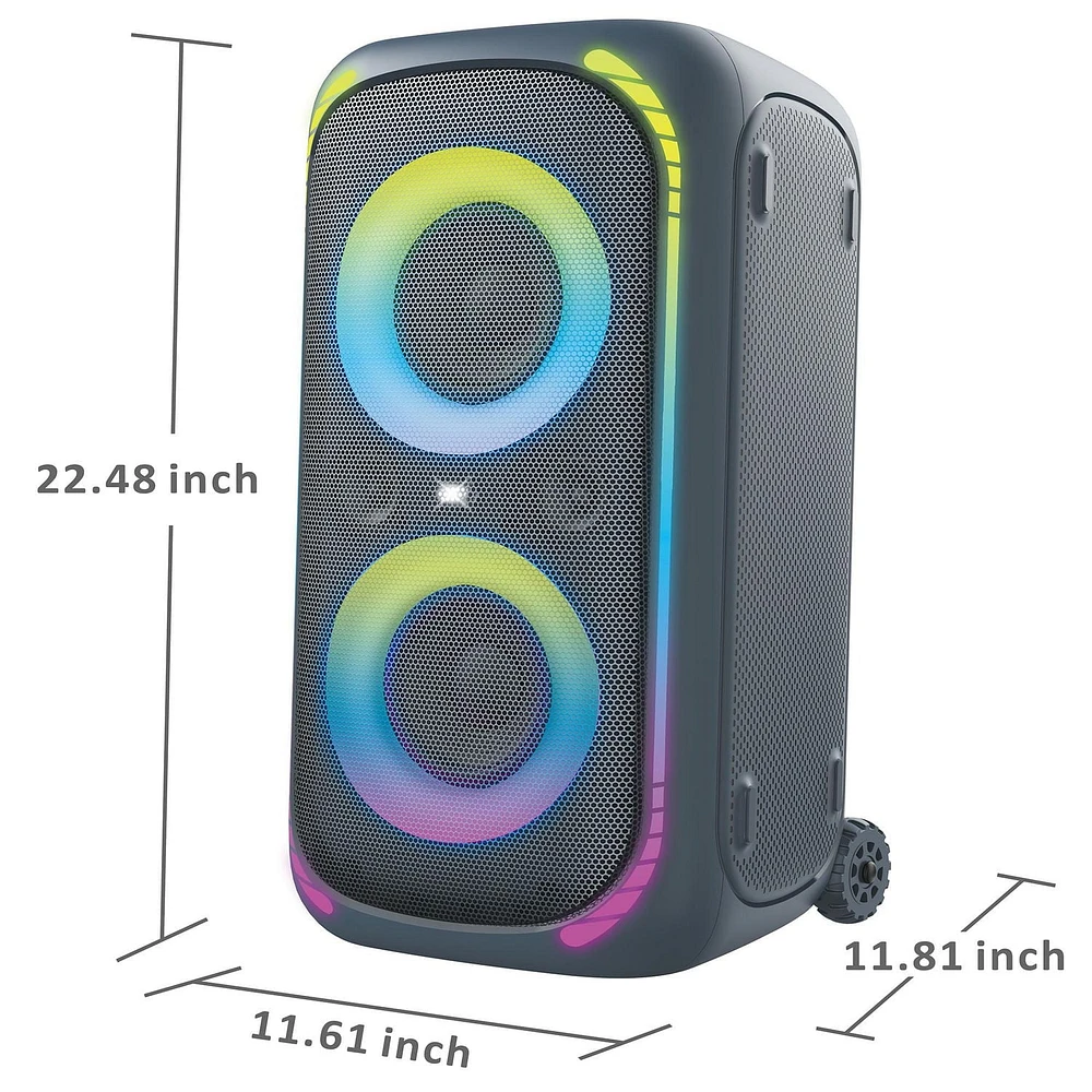 onn. Bluetooth Wireless Party Speaker with Multicolour LED Lighting, 12 Hours Playtime