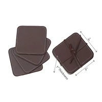 4Pc Carrés Authentiques En Cuir En Cuir Cerise