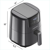 Chefman 2L (2 Qt) Compact Air Fryer w/ Digital Display and Shake Reminder - Grey, New