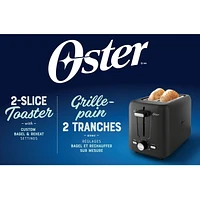 Grille-pain 2 tranches Oster avec réglage personnalisé pour les bagels et fentes extra larges, noir noir