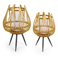 Truu Design Decorative Bamboo Floor Candle Holder with Legs