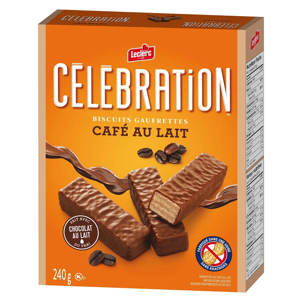 Celebration Leclerc Café au Lait Wafer Cookies, 240 g / Boxed Cookies