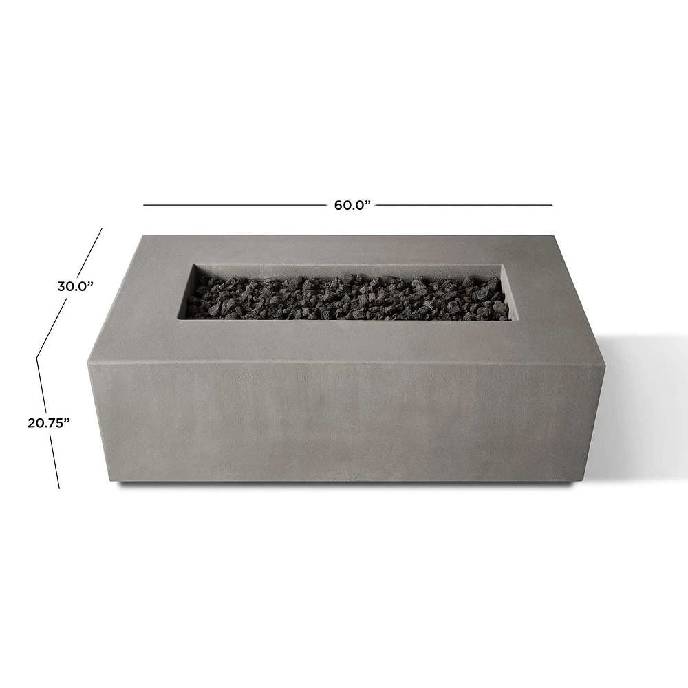 Real Flame Estes 60" Rectangle Propane Fire Pit With Hidden Tank in Flint by Jensen Co.