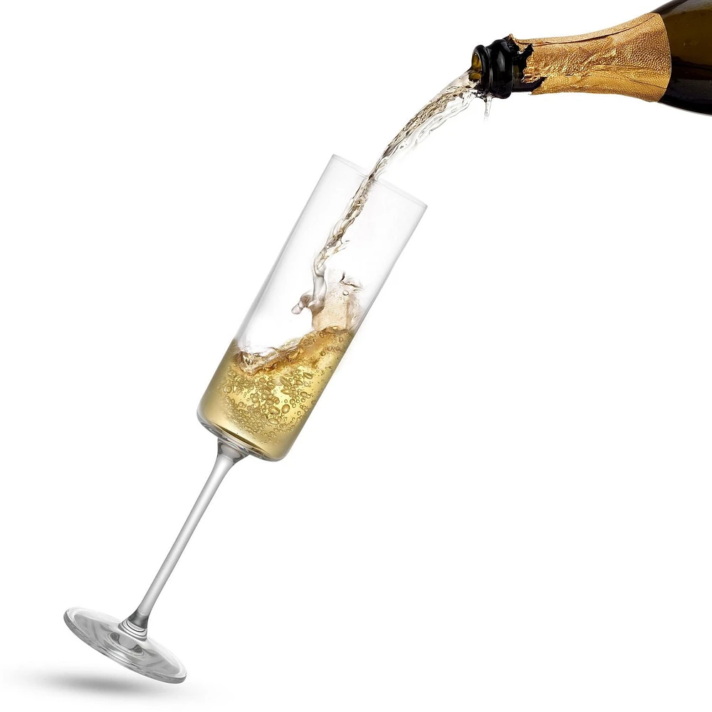 Claire Cyrstal Cylinder Champagne Glasses - 5.7 oz - Set of 2
