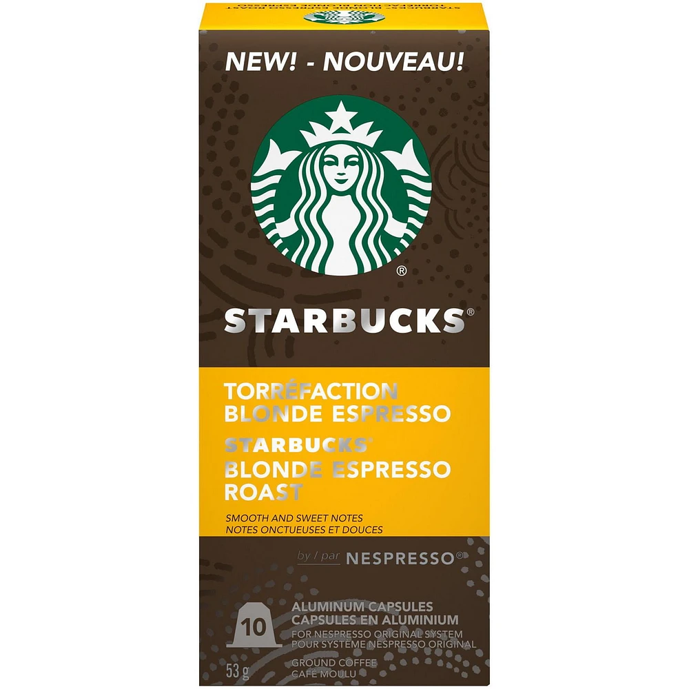 Starbucks® by Nespresso® Blonde Espresso Roast Coffee Capsules, 10 Nespresso Coffee Pods