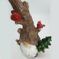 HOLIDAY TIME 10INCH POLYRESIN GNOME WITH TREE