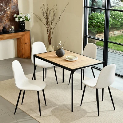 Ensemble de table à manger Homy Casa 5 pièces pour petits espaces – Table moderne avec 4 chaises ergonomiques rembourrées, ensemble de cuisine compact