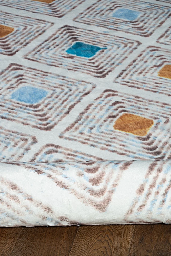 Motif Printed Faux Rabbit Blinx Ivory & Tan ft. x ft. Area Rug