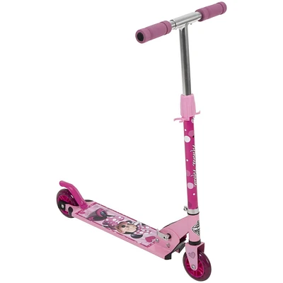La trottinette Disney Minnie à 2 roues alignées en Aluminium pour les Filles, par Huffy, rose Idéal pour les 5 ans et plus