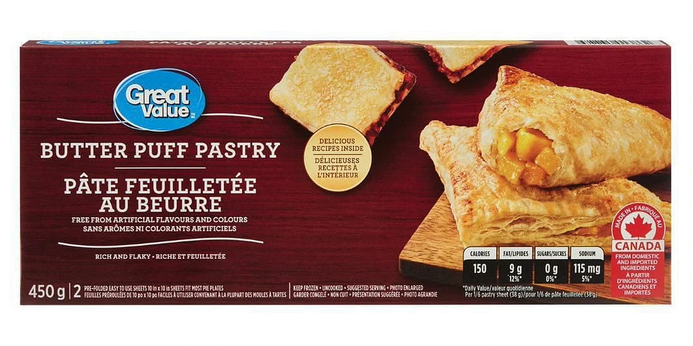 Great Value Butter Puff Pastry, 450 g