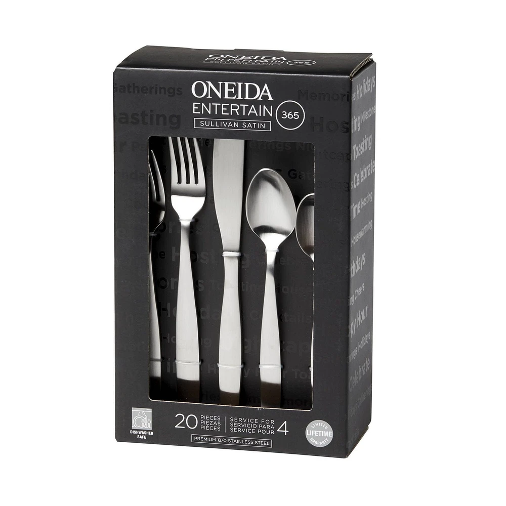 Oneida Sullivan Ensemble de couverts en satin de 20 pièces