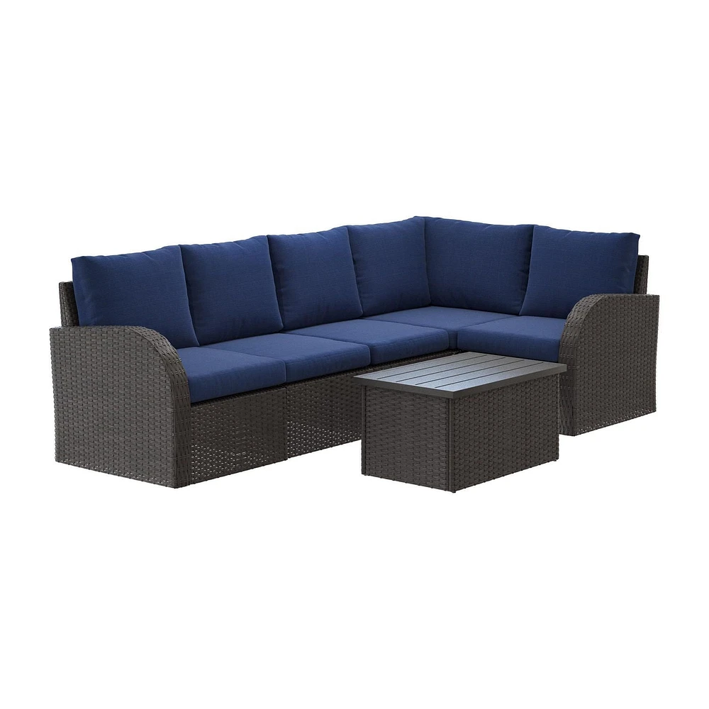 Ensemble sectionnel de patio Brisbane 6 pièces en osier résistant à la rouille avec table basse