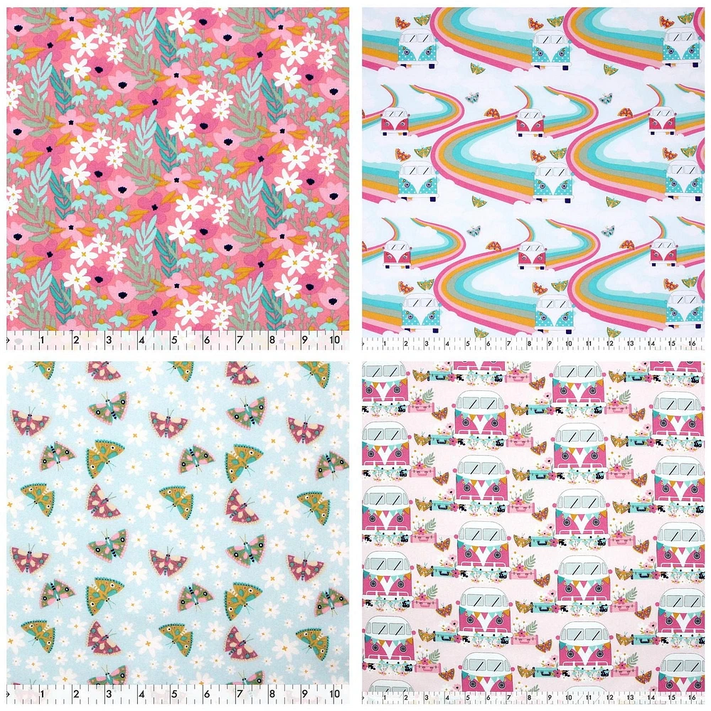 Fabric Creations Gone Camping Fat Quarter Pre-Cut Fabric Bundle - 18" x 21" / 45cm x 53cm, 5 pcs x 18" x 21" / 45cm x 53cm
