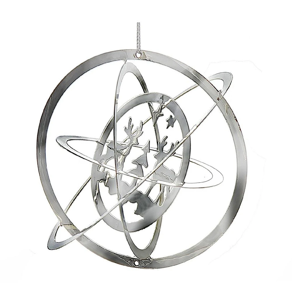 Christmas 3D Silver Metal Ornement Double Renne - Ensemble De 12