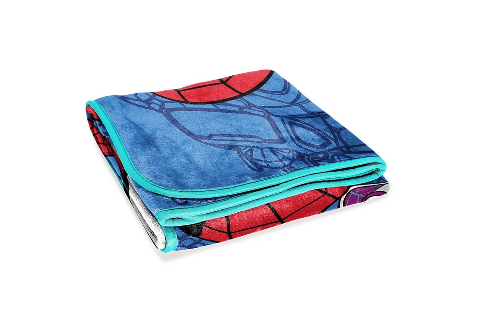 Spider-Man 'Spidey et ses Amis Extraordinaires - Équipe de Trois' Jeté en Molleton Toucher Soie pour Enfants, 100 % Polyester