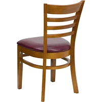 Lot de 2 pièces - Chaise de restaurant de la série HERCULES en bois de cerisier avec dossier échelle - siège en vinyle bourgogne