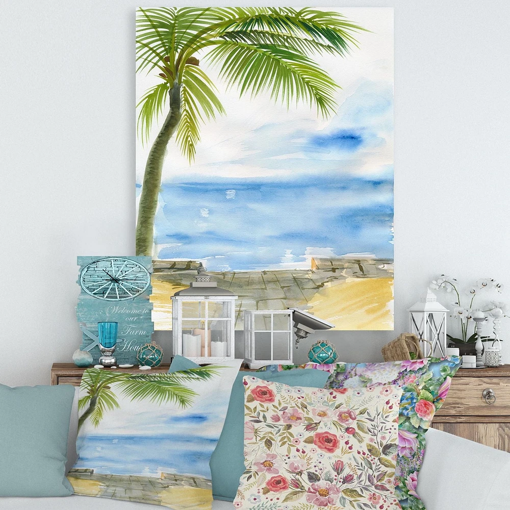 Designart Palm Beach Resort à l'aube II Art mural sur toile